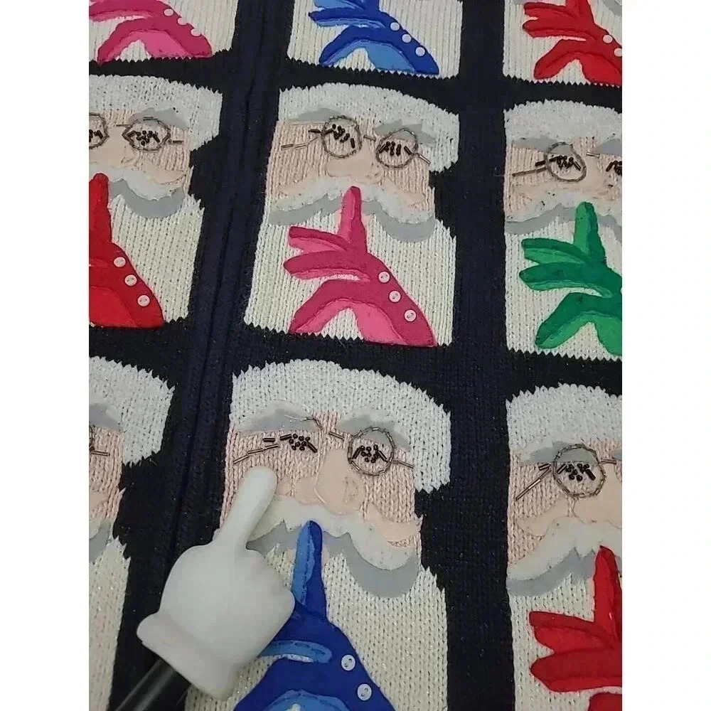 Vintage Susan Bristol Santa Claus Sweater Christmas Cardigan Women's Size XL - Picture 8 of 14